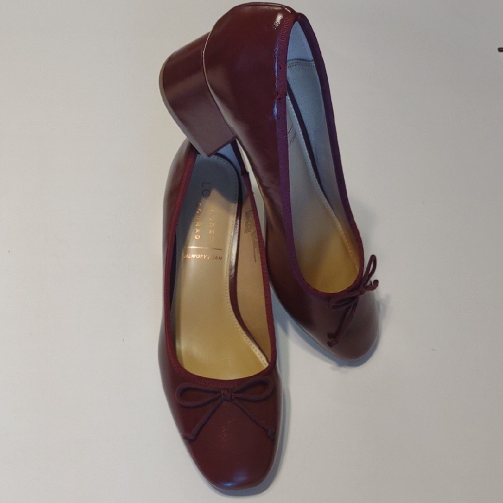 LC Dark Red Wine Faux Leather  Block Heels